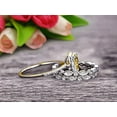thumbnail image 3 of 3.05 Carat 7mm Cushion Cut Champagne Diamond Moissanite Bridal Set Engagement Wedding Ring 10k White Gold Full Eternity Art Deco With Two Matching Band, 3 of 5