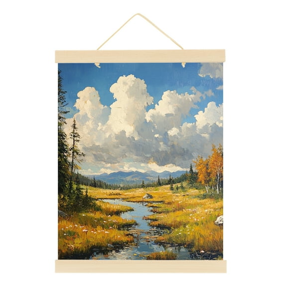 Uxcell Magnetic Poster Hanger Frame, 12.2" Wide Hanging Kit, Wood Color