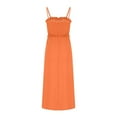 thumbnail image 6 of Summer Dresses for Women Solid Pleated Plus Size Dresses Round Neck Sleeveless Womens Dresses Casual Dresses for Women, Orange-XL, 6 of 9
