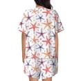 thumbnail image 6 of Uemuo Starfish 1 Pattern Women's Short-Sleeved Pajama, Button-Front Loungewear, 2-Piece Summer Sleepwear, Elastic Drawstring Shorts-3X-Large, 6 of 7