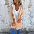 thumbnail image 2 of Fashionable Solid Color Long Sleeved Casual Sweater Cardigan, Hooded Jacket with Pockets for Versatile Layering in Women's Everyday Wardrobe,Khaki,S, 2 of 5