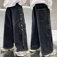 thumbnail image 2 of DHFJKG Boys Baggy Cargo Jeans With Multiple Pockets Distressed Washed Loose Fit Casual Denim Pants For Kids 4-14 Years Old Srteetwear Comfort Trousers, 2 of 7