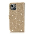 thumbnail image 4 of SaniMore for iPhone 14 6.1" Magnetic Glitter Love Flip Wallet Case with Card Slot & Kickstand, Premium PU Leather Case with Wrist Strap Shockproof Protective Case for Women Ladies Girls, Gold, 4 of 8