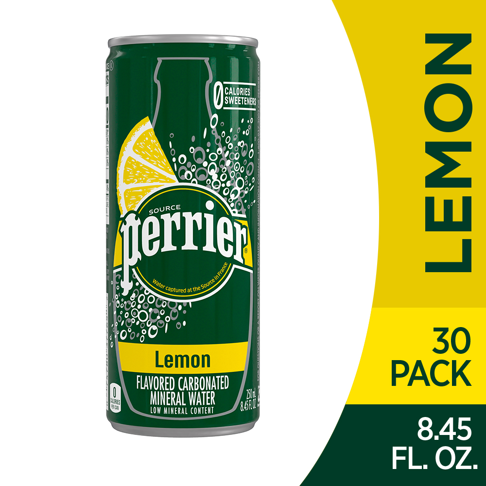 Perrier Lemon Flavored Carbonated Mineral Water, 8.45 fl oz. Slim Cans