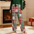 thumbnail image 5 of Couple's Plaid-Patterned Elastic Waist Sleep Pants 2025 Trendy Unisex Straight Leg Dual Pockets Loose Comfortable Home Loungewear Matching Bottoms, 5 of 9