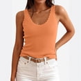 thumbnail image 3 of Womens Sleeveless Ribbed Tank 2026 V Neck Summer Ruffle Knit Lightweight Casual Shirt for Going Out and Relaxation Saffron S, 3 of 7