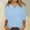 03&Sky Blue, variant on Babysbule 3/4 Sleeve for Women's Summer Top Crew Neck Loose Fit T-Shirt Fashion Button Tunic Shirt