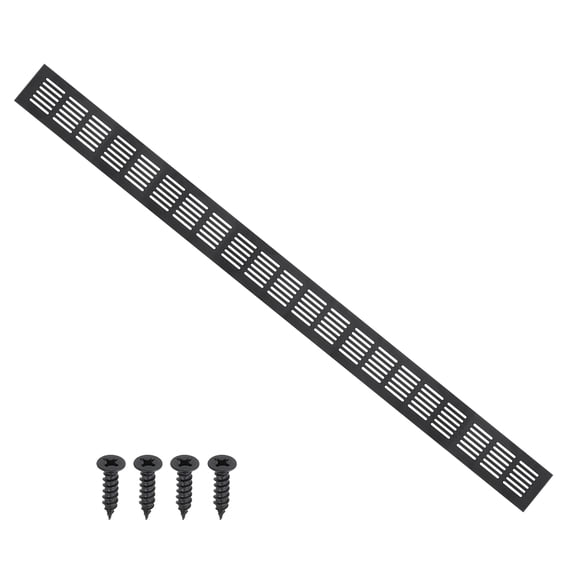 Uxcell 31.5"x2.4" Rectangle Air Vent Cover Door Grille Ventilation Cover Louvered with Screws for Cabinet Black