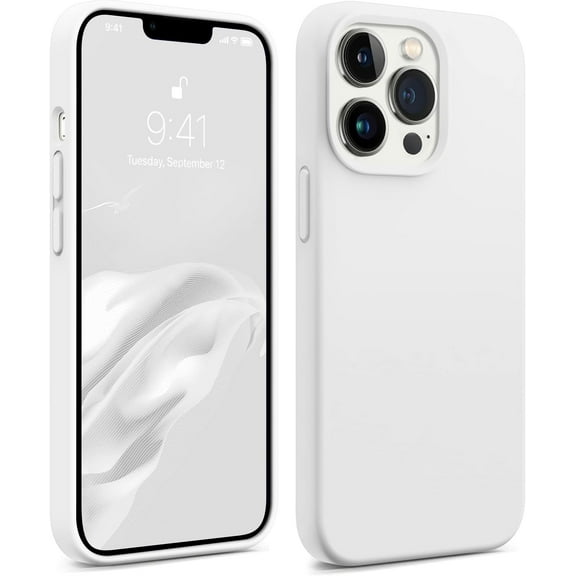 Magnetic for iPhone 13 Pro Max Phone Case, [Compatible with MagSafe][Military Shockproof Protection] Silicone Case with Soft Anti-Scratch Microfiber Lining, 6.7 inch, White