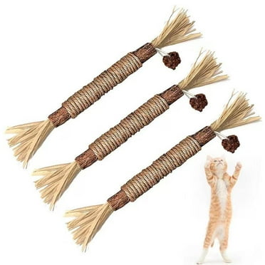 3 Pack Silvervine Sticks Cat Toys for Indoor Cats Interactive Silvervine for Cats Catnip Toys for Indoor Cats Chew Toy for Cat Teeth Cleaning Kitten Teething