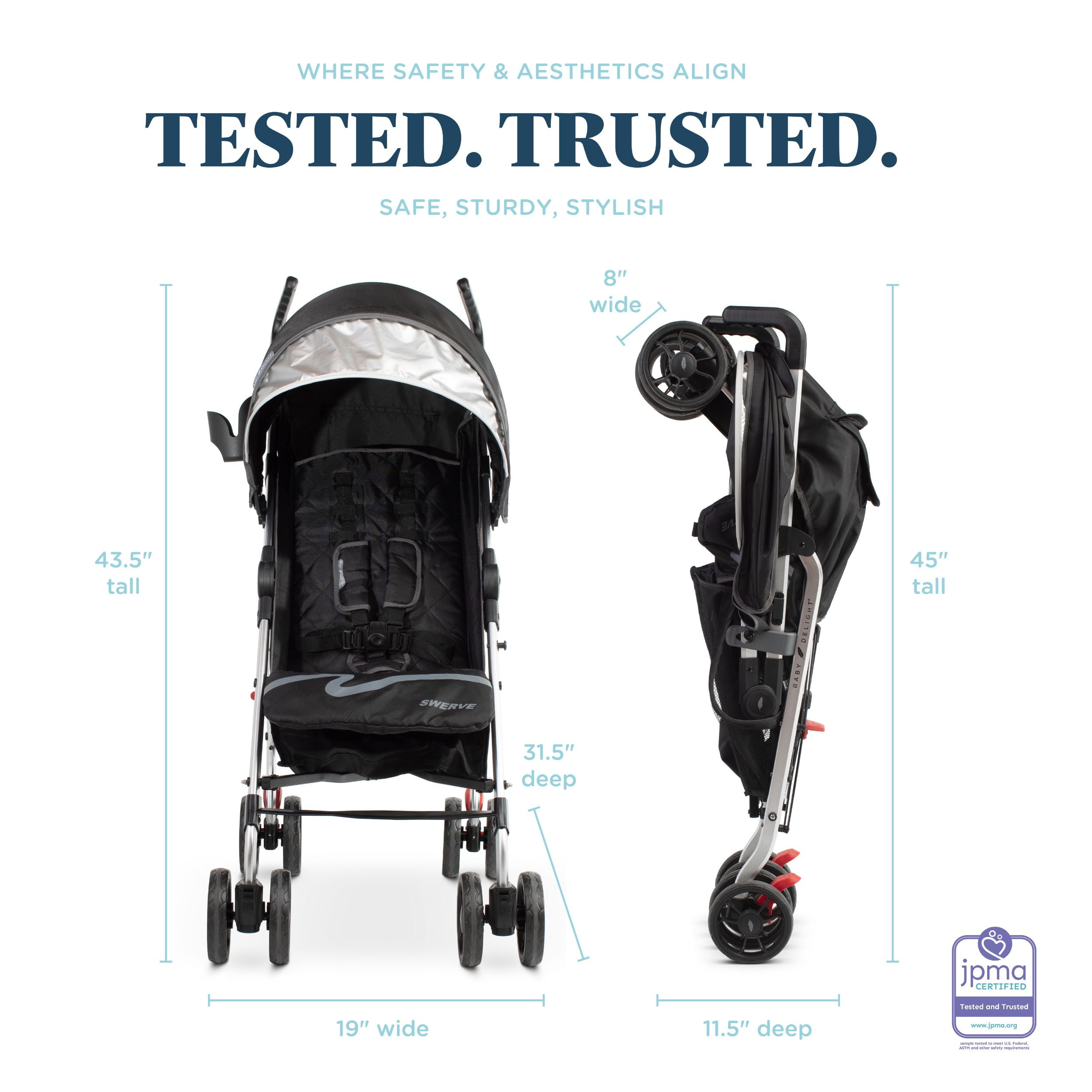 Baby Delight Swerve Baby Stroller, Black