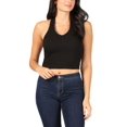 thumbnail image 5 of FashionMille Women's Regular Fit Sleeveless Ribbed Halter Crop Top, 5 of 5