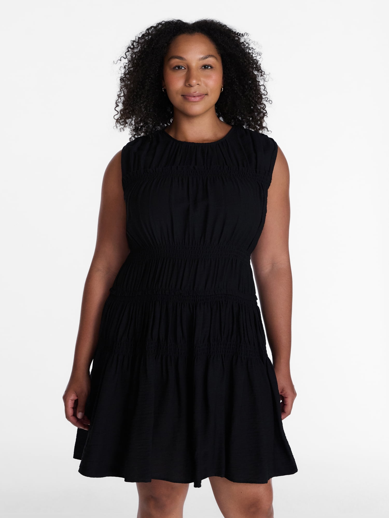 Time and Tru Women's Smocked Sleeveless Mini Dress, Sizes XS-XXXL