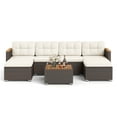 thumbnail image 1 of Gymax Set Of 7 Wicker Conversation Set w/ Seat & Back Cushions Wood Armrests & Tabletop, 1 of 6