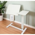 thumbnail image 3 of HomePerch Hospital Bed Table with Wheels, Height Adjustable Overbed Table with Tilting Tray, Rolling Laptop Desk for Bed Sofa Couch Home Office Workstation, White, 3 of 10