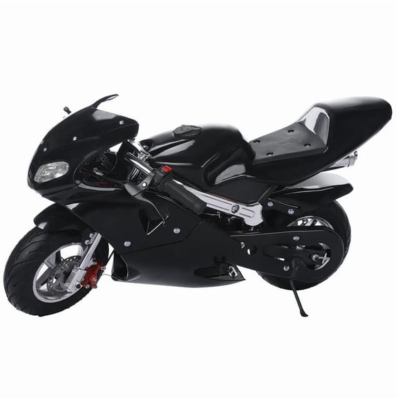 Mini Gas Motorbike,2-Stroke 49cc High Brightness Dual Headlights Rubber Handlebar 1.25L Gas Tank Mini Motorcycle Strong Power 170 lbs Pocket Bike Motorcycle (Fast Delivery from USA), Black