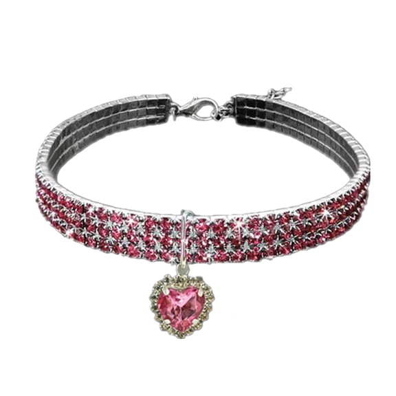 Sparkling Stretch Pet Collar with Triple Pendant and Cats