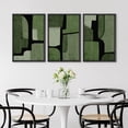 thumbnail image 4 of PixonSign Framed Wall Art Set Watercolor Black & Green Geometric Block Abstract Modern Art Decor Bohemian Pastel Pieces of Puzzle Prints for Living Room, Bedroom, Office - 16"x24"x3 Black, 4 of 5