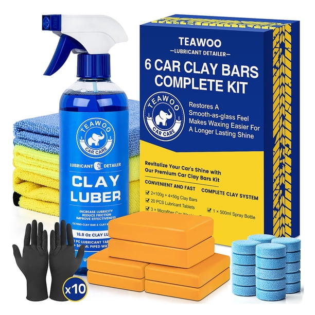 Kit de barras de arcilla para coche TEAWOO, 6 barras de arcilla y 20 pastillas lubricantes