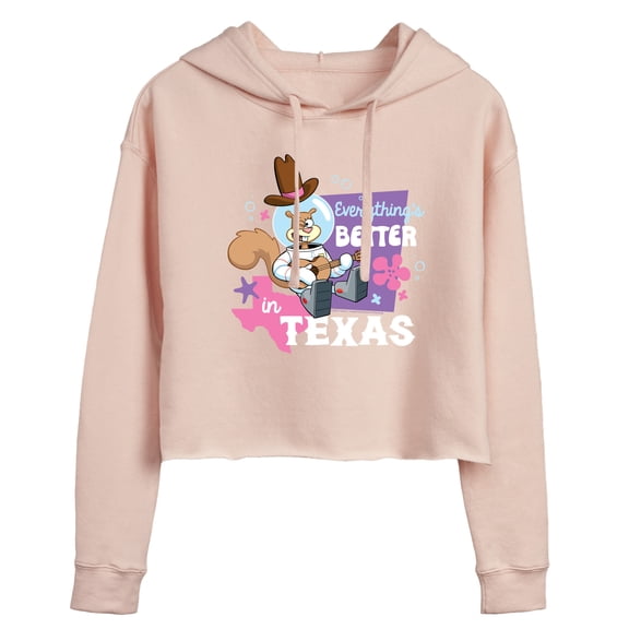 SpongeBob SquarePants - Everythings Better In Texas Cropped Graphic Hoodie