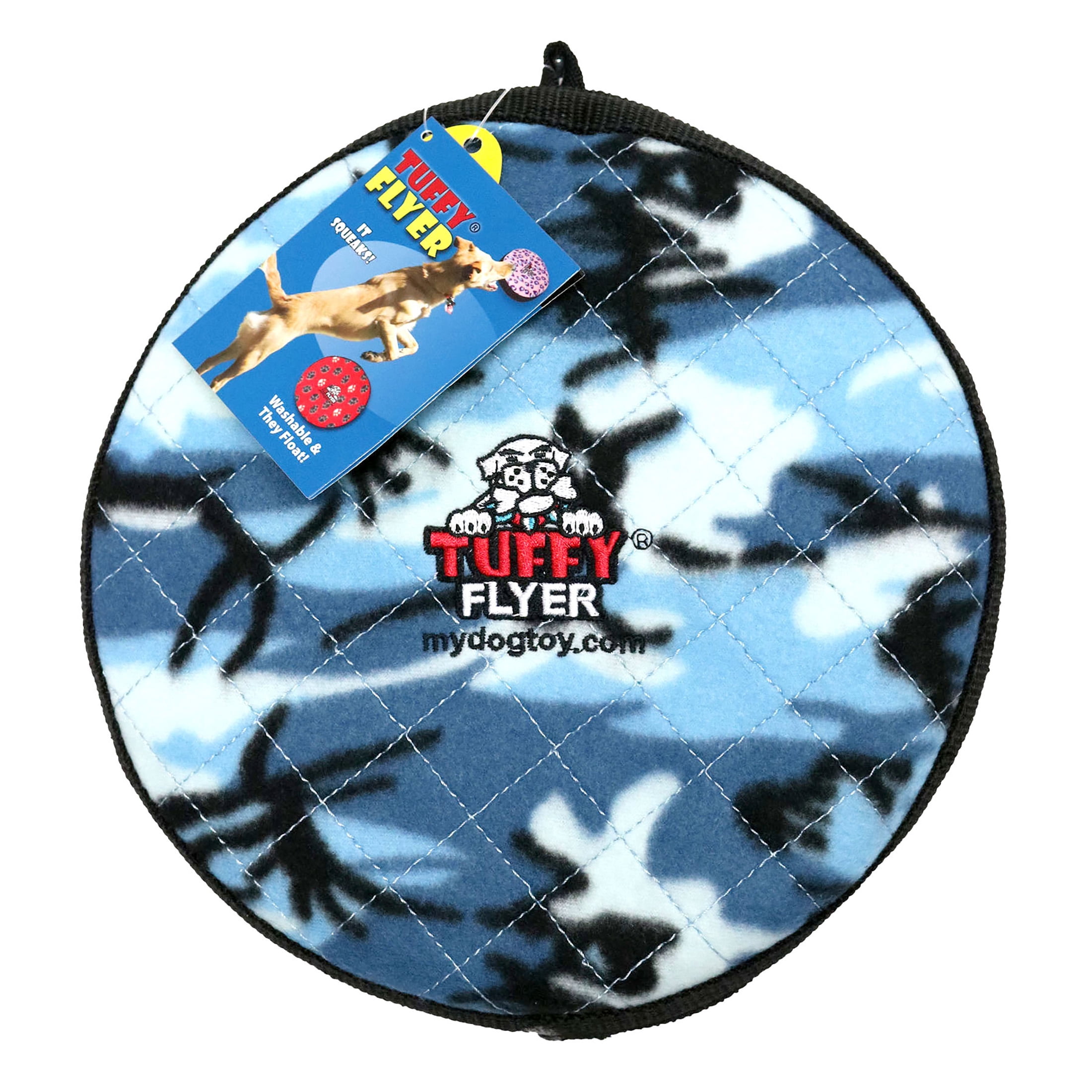 Tuffy Ultimate Flyer Camo Blue Durable Plush Squeaky Dog Toy