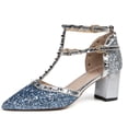 thumbnail image 1 of Sandalias de talla grande 42 para Mujer, zapatos con remaches, zapatos de boda ostentosos con punta en pico, zapatos de tacón para Mujer, zapatos de vestir con purpurina, Sandalias para Mujer Hollow33 Gao Jinjia LED, 1 of 2