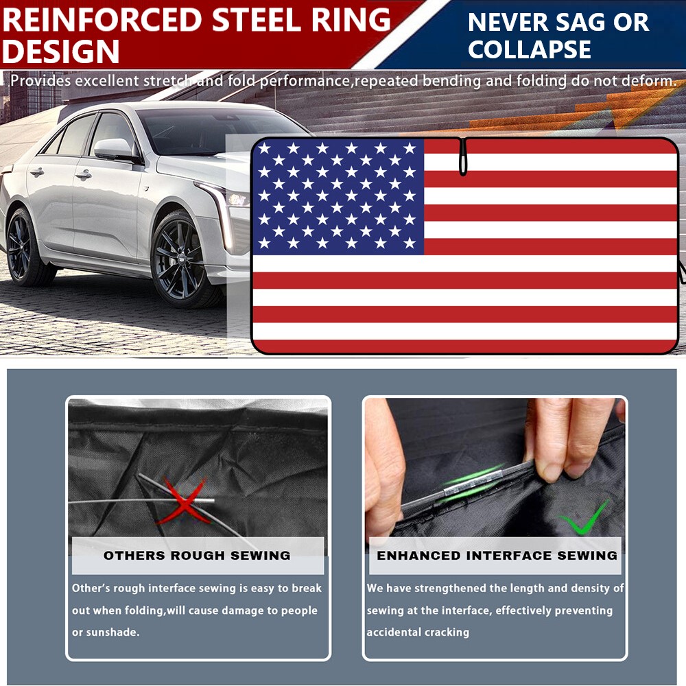 ASTRAEA Foldable Car Window Sunshade with American Flag photo 5