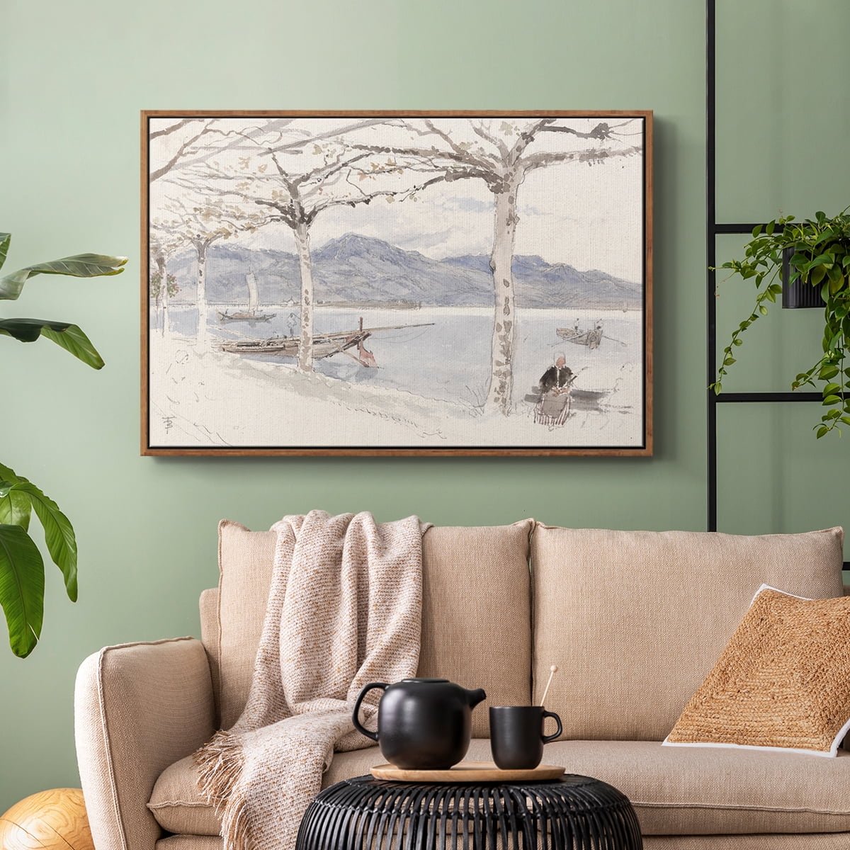 Vintage Landscape-CCCLXXXV By Wexford Home Framed in Walnut Wood Gallery Wrapped Canvas 27 in. x 41 in.