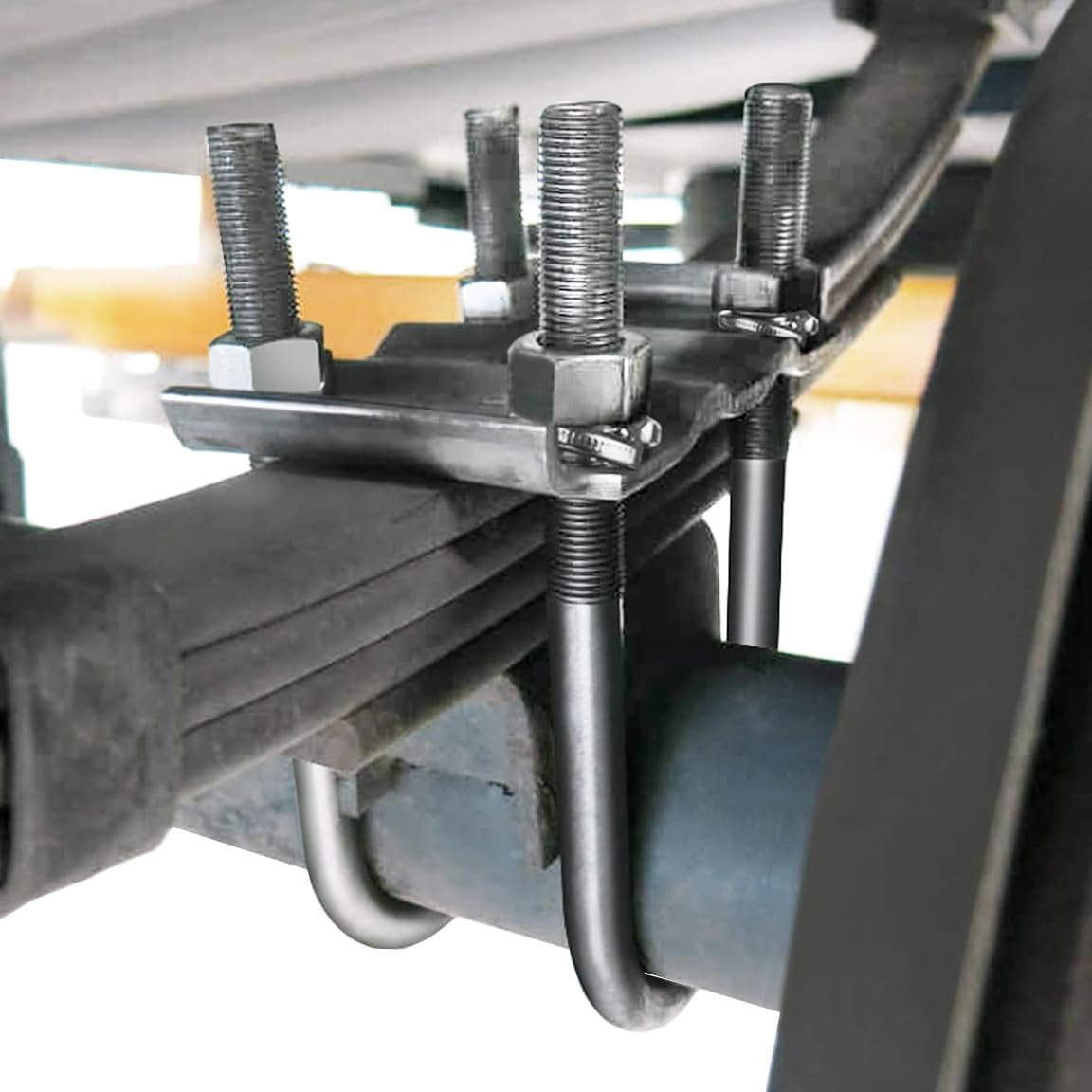 Round U Bolt & Plate Kit for Trailer Axle, Galvanized Zinc, 3"W x 7"L - Tandem Axle