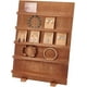 thumbnail image 1 of Exhibidor de aretes de madera de 5 niveles, soporte para joyería, vitrina desmontable con ranuras, estante rústico para tarjetas y etiquetas de aretes, 1 of 6