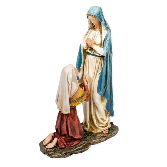 Our Lady of Lourdes and St. Bernadette 10.5 Inch Resin Stone Tabletop Statue Figurine