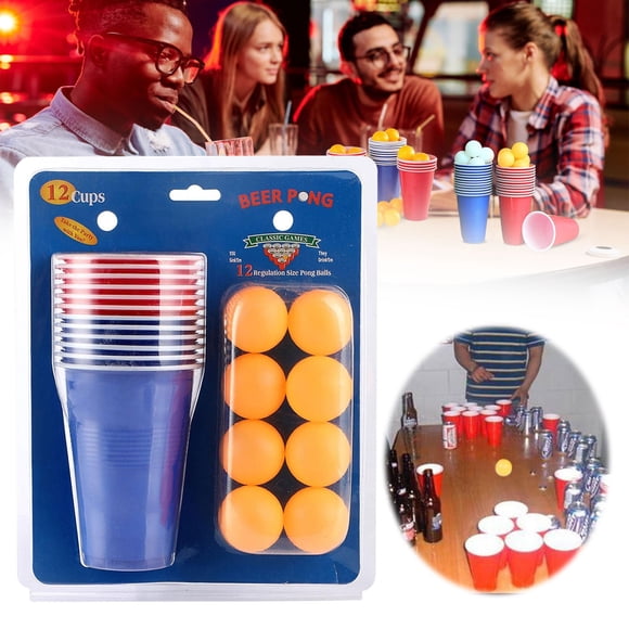 Hilingoto Clearance! Beer Pong Game Set Beer Glasses Beer Glasses Pong Glasses Beer Drink Glasses for Singles Parties Red and Blue Glasses for Bars Bars and Camping 12 Cups And, Party Balloon