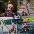 thumbnail image 4 of MAGMALIFE Bebbly Triciclo 4 en 1 para Bebé con Música y Luces, Asiento Giratorio 360°, Cojín Cómodo, Barra de Empuje Ajustable, Sombrilla, Portavasos, Canastas, para Niños de 6 Meses a 5 Años Rosa, 4 of 8