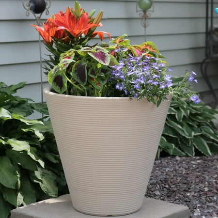 flower outdoor pot inch walter planter sunnydaze beige single finish displays walled double pack multiple options opens diameter dialog option