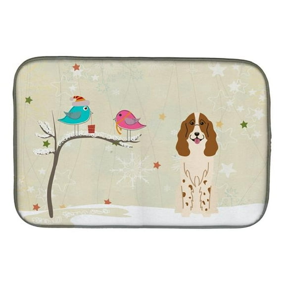 Christmas Presents between Friends Russian Spaniel Dish Drying Mat