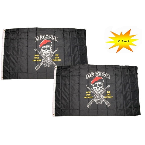 3x5 3’x5’ Wholesale Set (2 Pack) Airborne Mess With The Best Die Flag Banner