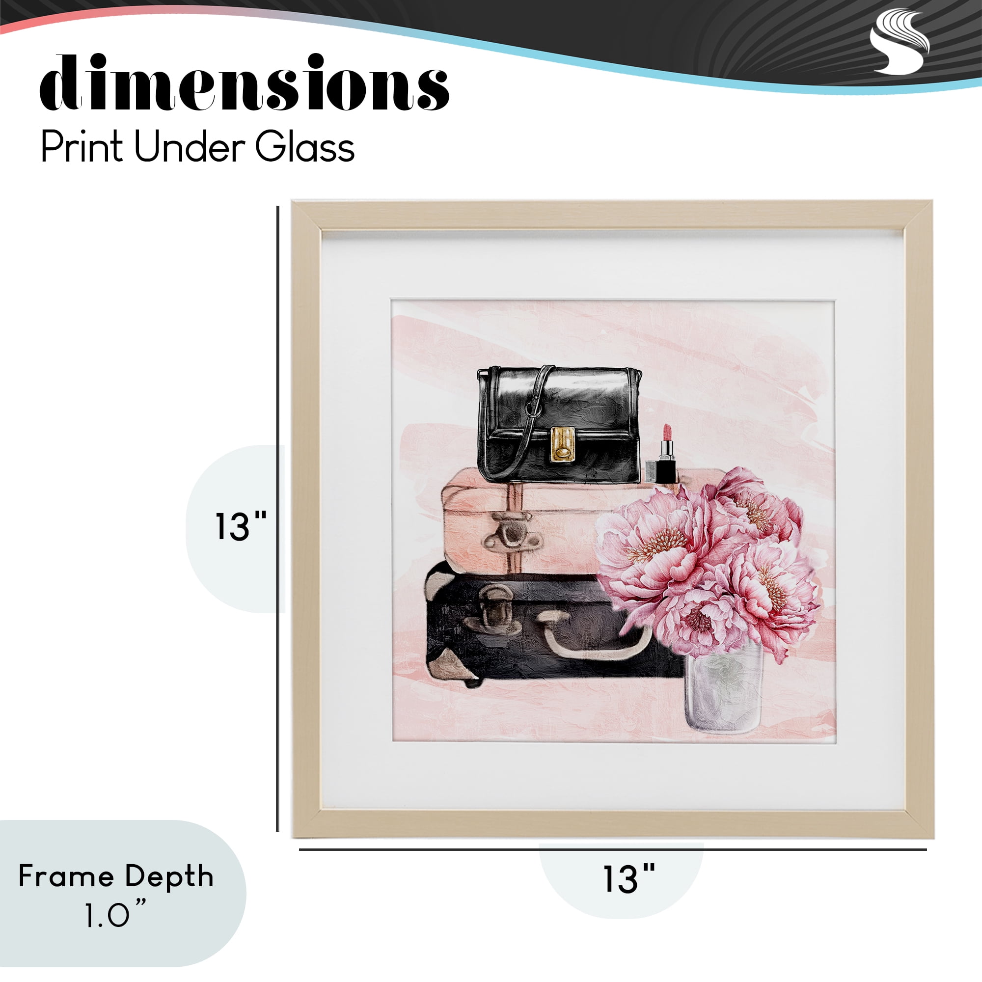 Stupell Industries Glam Time Stacked Bags Birch Framed Print Under Glass, design by Kim Allen