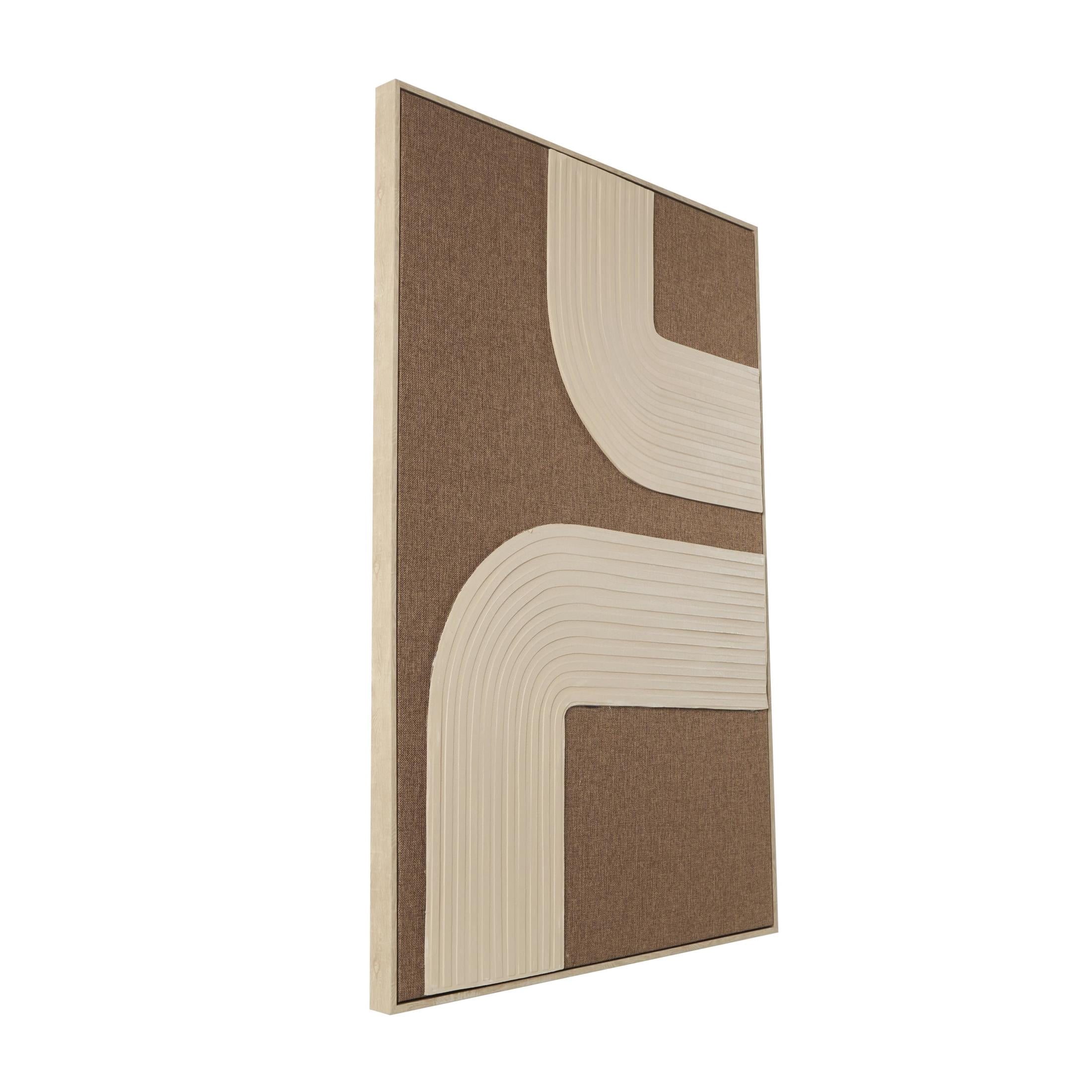 33" x 49" Abstract Framed Wall Art with Tan Ribbed Arches, by DecMode