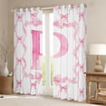 thumbnail image 2 of Erosebridal Cute Pink Bowknot Blackout Curtains Set of 2 (52x84 Each),Girls Letter P Monogrammed Window Curtains For Kids, 2 of 7