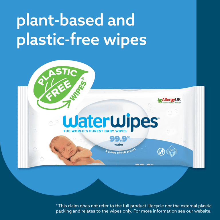 WaterWipes Sensitive Baby Wipes, Unscented, 60 count