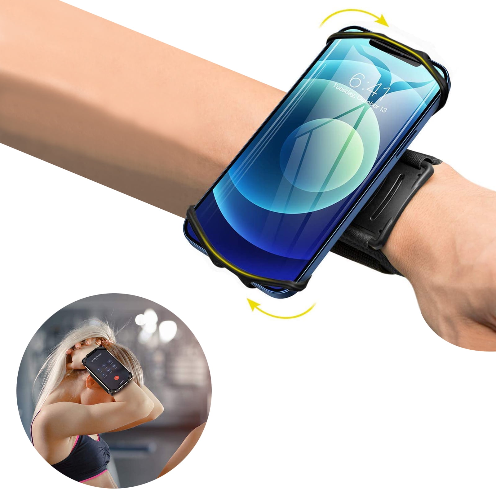 Wristband Phone Holder, 360° Rotatable Forearm Wrist Strap Compatible