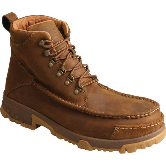 Men's Twisted X MXCC001 CellStretch 6" Composite Toe Work Boot Distressed Saddle Full Grain Oiled Leather 13 W
