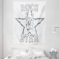 thumbnail image 1 of Popstar Party Tapestry, Rock Star Theme High Sign and Star Figure Grungy Sketch Gesture Vintage, Wall Hanging for Bedroom Living Room Dorm Decor, 60W X 80L Inches, Black and White, by Ambesonne, 1 of 2