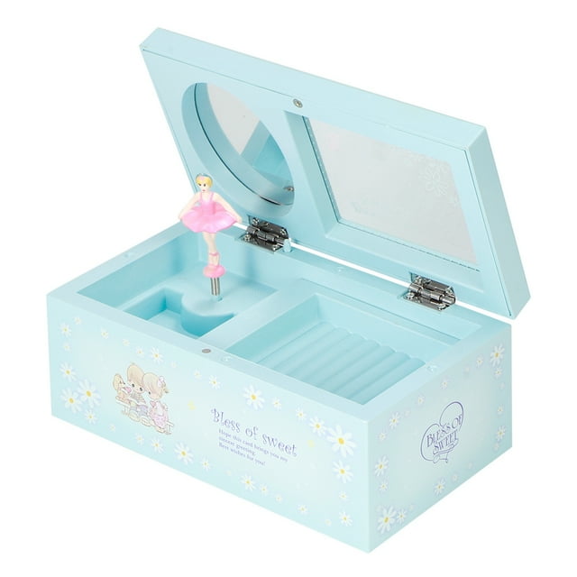 Caja De Almacenamiento De Joyas, Joyero Musical, Azul, Amarillo Con Figura Giratoria Para Niños, Sala De Estar, Dormitorio De Adultos