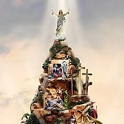 The Bradford Exchange Thomas Kinkade Faith Mountain The Story Of Christ Illuminated 3D Masterpiece Tabletop Sculpture Celebrates The Story of Easter In 13 Scenes And 45 Sculpted Figures 15-Inches