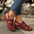 thumbnail image 4 of Rokment Women's Platform Gladiator High Heels Dressy Sandals for Woman 2026 Summer Fashionable Leather Casual Fish Mouth Peep Toe Chunky Block Heeled Slingback Dress Pumps Ladies A Size 6, 4 of 7