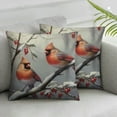 thumbnail image 2 of HENGT  2pcs Doule-Sided Printed Red Birds Holly Berry Throw Pillow Covers, Square Spring Hummingbird Couch Cushion Cover Hidden Zipper Pillowcase Home Sofa Decor 2pcs, 2 of 6