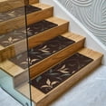 thumbnail image 4 of Ottomanson Non-Slip Rubberback Floral Leaves 8.5" x 26" Indoor Stair Treads, 7 Pack, Brown, 4 of 12