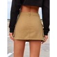 thumbnail image 4 of Jaimenalin Women'S Y2K Denim Cargo Skort - High Waisted Mini Skirt Shorts with Multifunctional Pockets Khaki S, 4 of 8