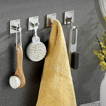 

Kuervmo Towel Hook Punch Free Strong Load-bearing Self Adhesive No Drilling Required Easy Installation Robe Hanger Coat Storage Hook